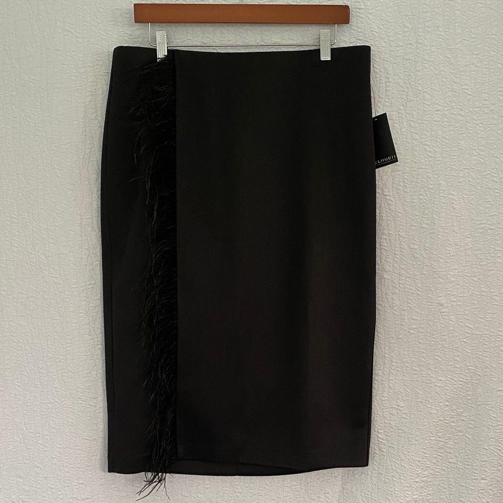 Elegant Black Skirt with Feather Detail - Picture 3 of 12